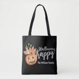 Happy halloween Blommigt Pumpkin Personlig Tygkasse