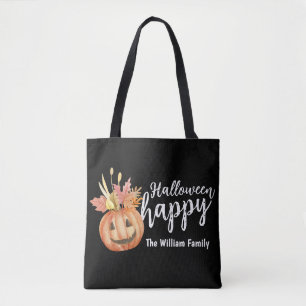 Happy halloween Blommigt Pumpkin Personlig Tygkasse