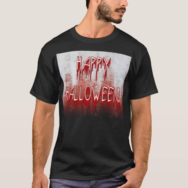Happy halloween Blood Nedfläckad Manar Tee (Framsida)