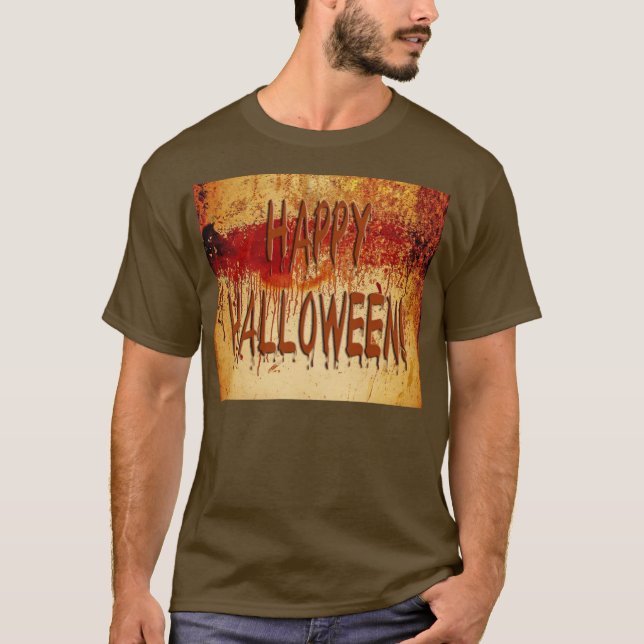 Happy halloween Blood Nedfläckad Wall Manar T-Shir Tee Shirt (Framsida)