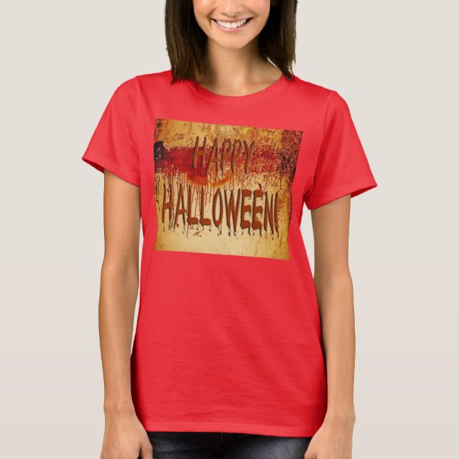 Happy halloween Blood Nedfläckad Wall Womens T-Shi Tee (Framsida)