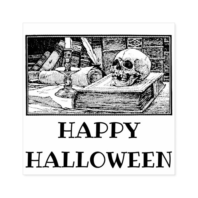 Happy halloween bokar gummi frimärke stämpel (Tryck)