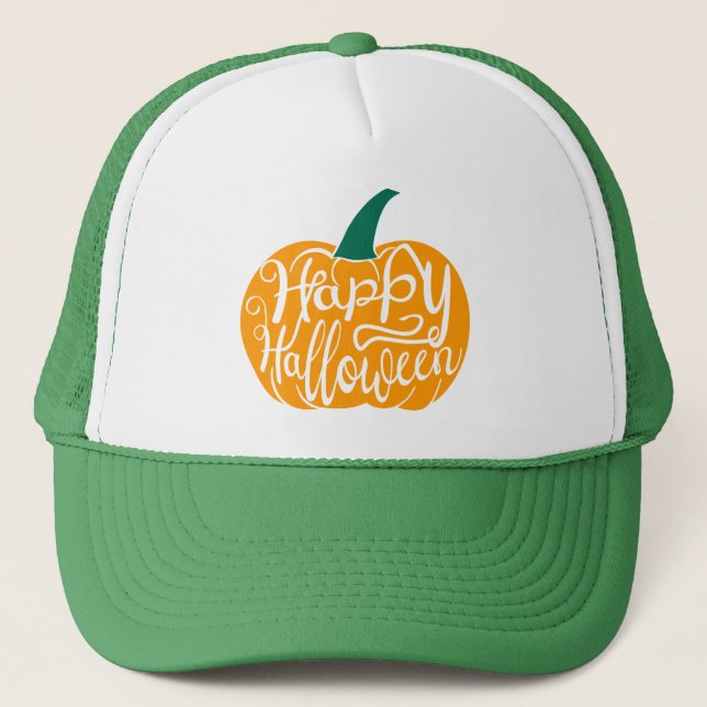 Happy halloween-bokstäver på karvpumpa keps (Framsida)