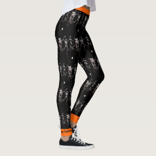 Happy halloween Bone Dancing Skeletons Leggings
