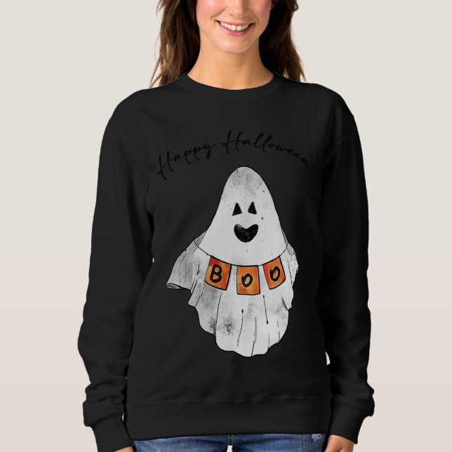 HAPPY HALLOWEEN Boo Sheet Ghost Halloween T Shirt (Framsida)