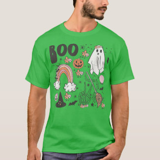 Happy halloween Boo Spiders Witch Hat Rainbow Hall T Shirt