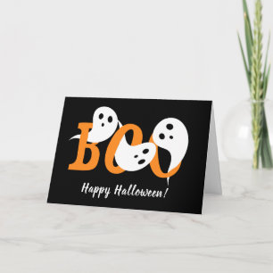 Happy halloween Boo Spöken Black Helgkort