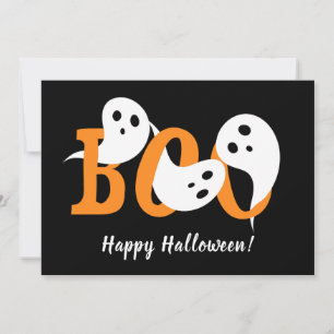 Happy halloween Boo Spöken Black Julkort