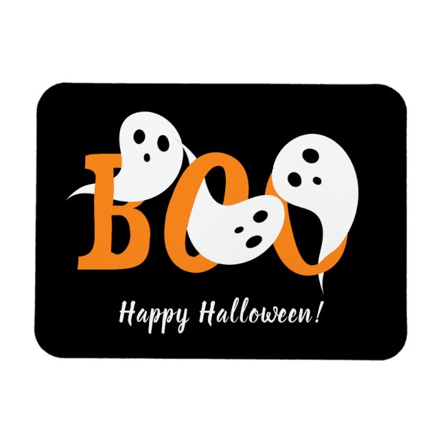 Happy halloween Boo Spöken Black Magnet (Horisontell)