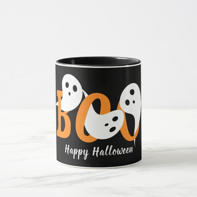 Happy halloween Boo Spöken Black Mugg (Center)