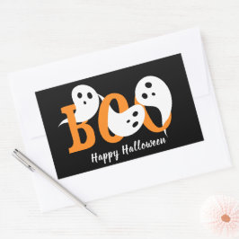 Happy halloween Boo Spöken Black Rektangulärt Klistermärke