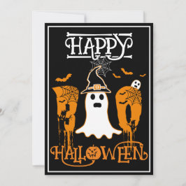 HAPPY HALLOWEEN BOO WHITE GHOST SCARY PARTY INBJUDNINGAR