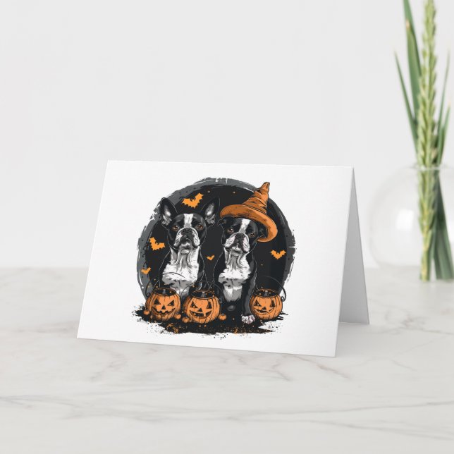 Happy halloween Boston Terrier Hundar Kort (Framsida)