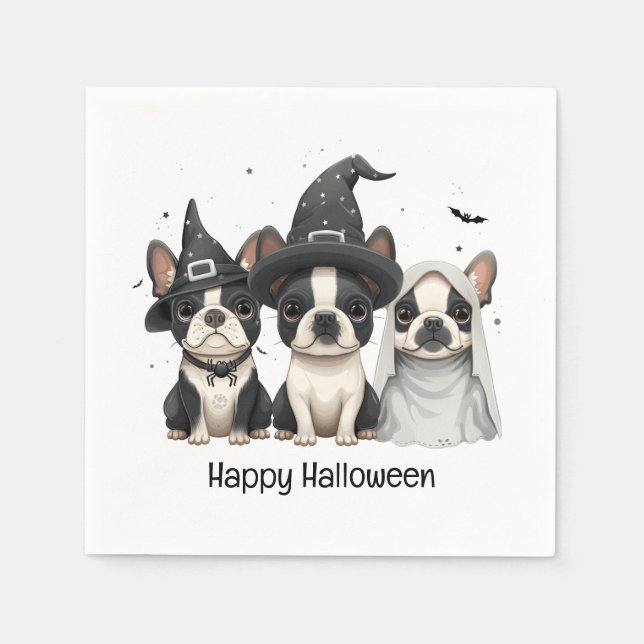 Happy halloween Boston Terrier Hundar Pappersservett (Framsidan)