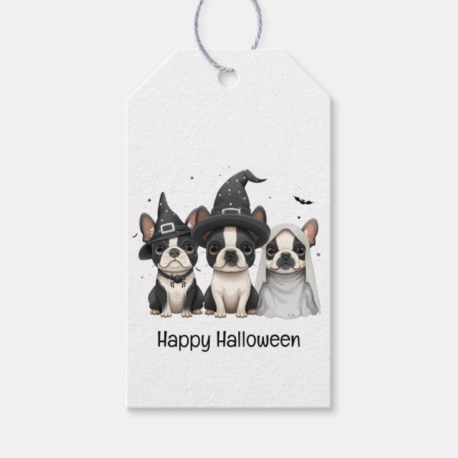 Happy halloween Boston Terrier Hundar Presentetikett (Framsidan)
