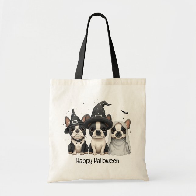 Happy halloween Boston Terrier Hundar Tygkasse (Framsidan)