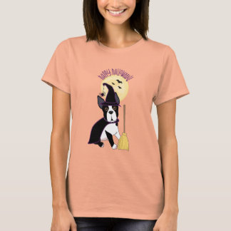 Happy halloween Boston Terrier Witch T Shirt