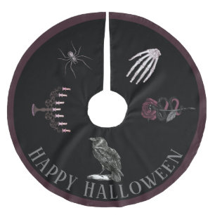 Happy halloween Brushed Polyester Träd Skirt Julgransmatta Borstad Polyester