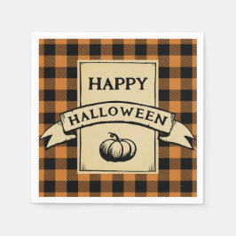 happy halloween buffalo plaid pappersservett