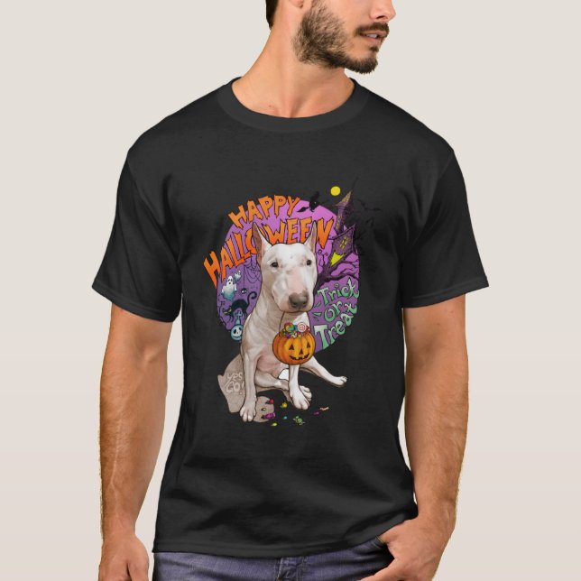 Happy halloween Bull Terrier Costume Cute Bully Do T Shirt (Framsida)