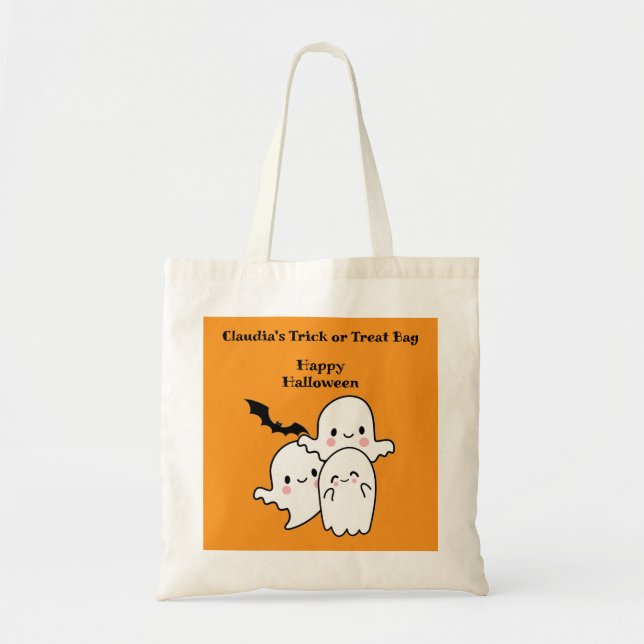 Happy halloween Bus eller godis Ghost Fladdermus Tygkasse (Framsidan)