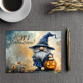 Happy halloween Bus eller godis Gnome Helg Vykort