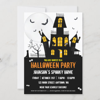 Happy halloween Bus eller godis Haunted House Inbjudningar