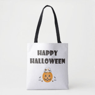 Happy halloween Bus eller godis Jack o lantern Tygkasse