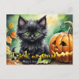Happy halloween bus eller godis kattunge helg vykort