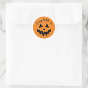 Happy halloween Bus eller godis Orange Pumpkin Ans Runt Klistermärke