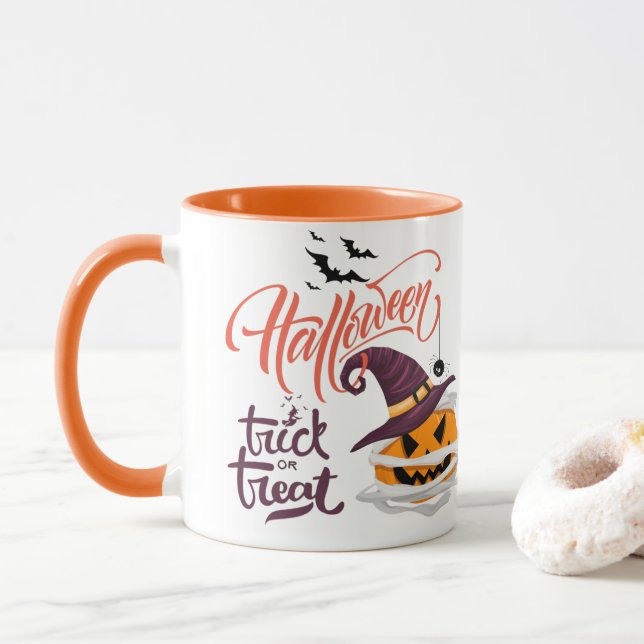 Happy halloween Bus eller godis Pumpkin Coffee Mug Mugg (Med munk)