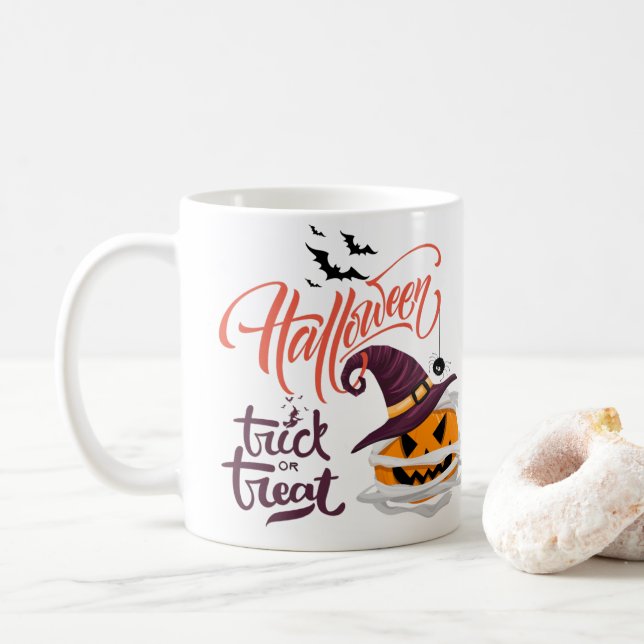 Happy halloween Bus eller godis Pumpkin Kaffemugg (Med munk)