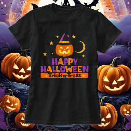 Happy halloween Bus eller godis Smiling Pumpkin T- T Shirt