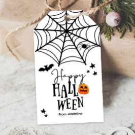 Happy halloween Bus eller godis Spindelnät Spooky Presentetikett