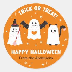 Happy halloween Bus eller godis Spöken Runt Klistermärke