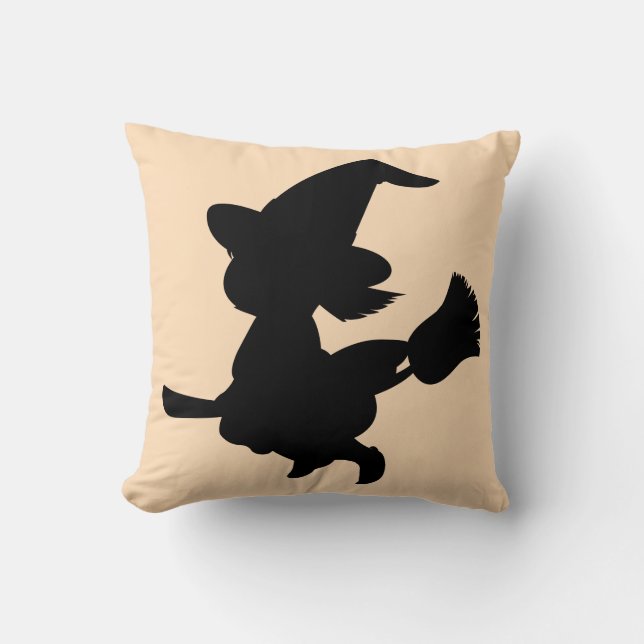 Happy halloween Bus eller godis Witch med Broom Kudde (Framsida)