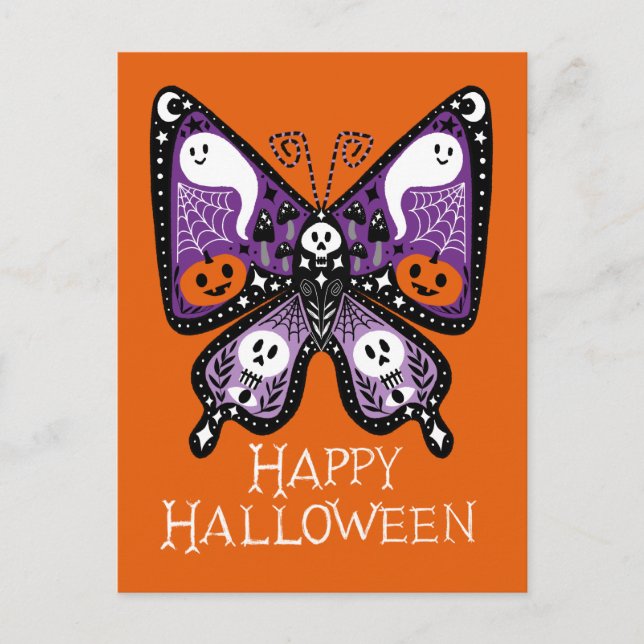 Happy halloween Butterfly Vykort (Framsida)