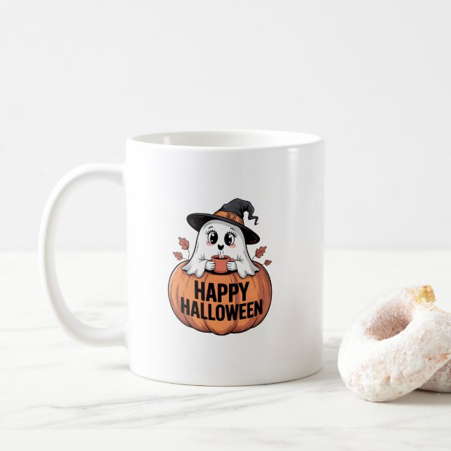 Happy halloween Caffeine Ghost Kaffemugg (Med munk)