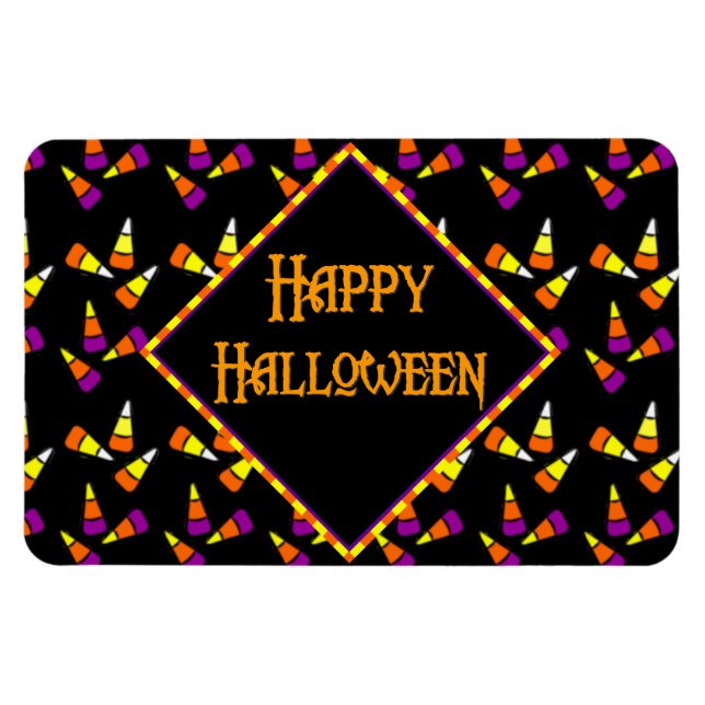 Happy halloween Candy corn Mönster vid Svarta have Magnet (Horisontell)
