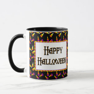 Happy halloween Candy Mönster på den svarta kaffe Mugg