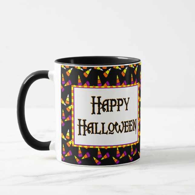 Happy halloween Candy Mönster på den svarta kaffe  Mugg (Vänster)