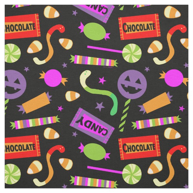 Happy halloween Candy Mönster Tyg (Provkarta)