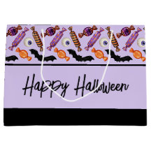 Happy halloween Candy Treats Lila Large Gift Bag