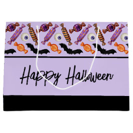 Happy halloween Candy Treats Lila Large Gift Bag