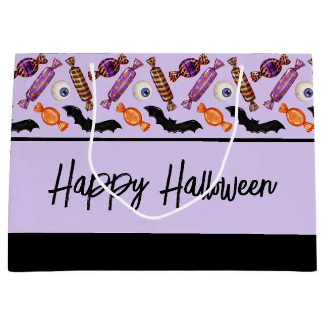 Happy halloween Candy Treats Lila Large Gift Bag (Framsidan)