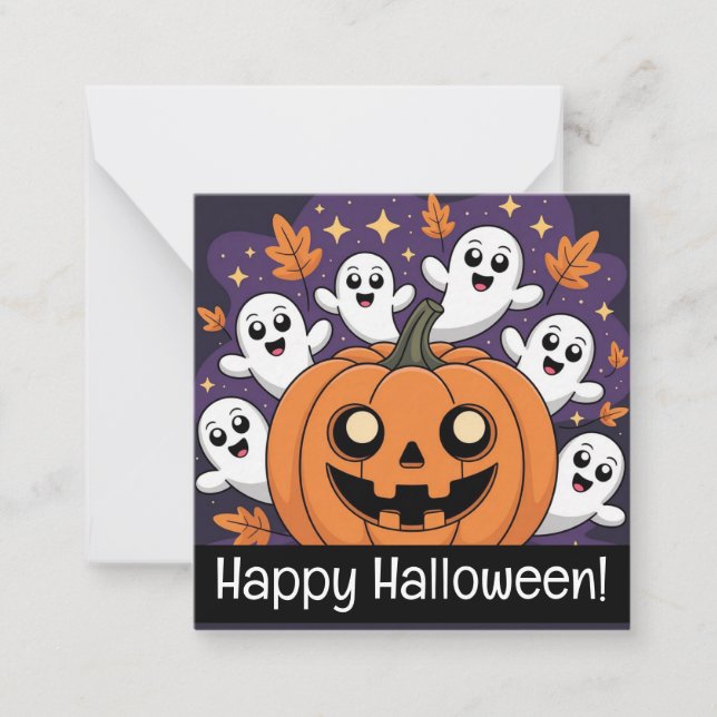 Happy halloween cards, cute, stock up! anteckningskort (Framsida)