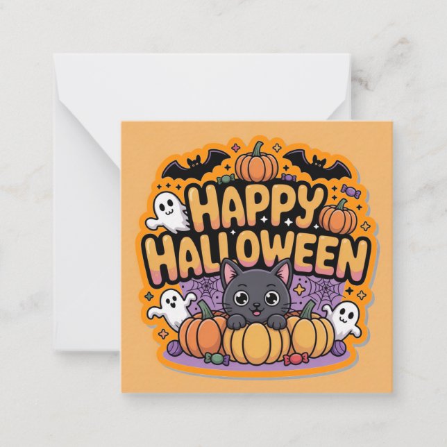 Happy halloween cards, cute, stock up! anteckningskort (Framsida)