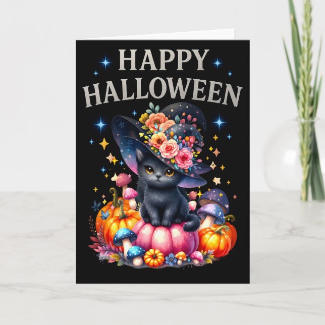 Happy halloween Cat Cute Cat Hälsning kort (Framsida)
