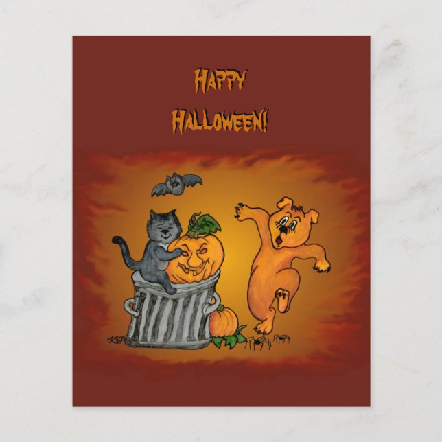 Happy halloween! Cat Fladdermus Hund och Spider Flygblad (Framsidan)