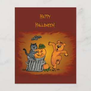 Happy halloween! Cat Fladdermus Hund och Spider Flygblad